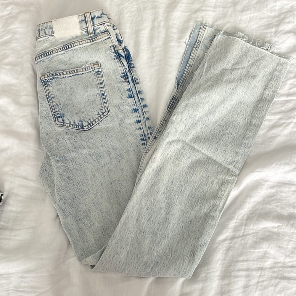 Zara Acid Wash Flare Leg Jeans